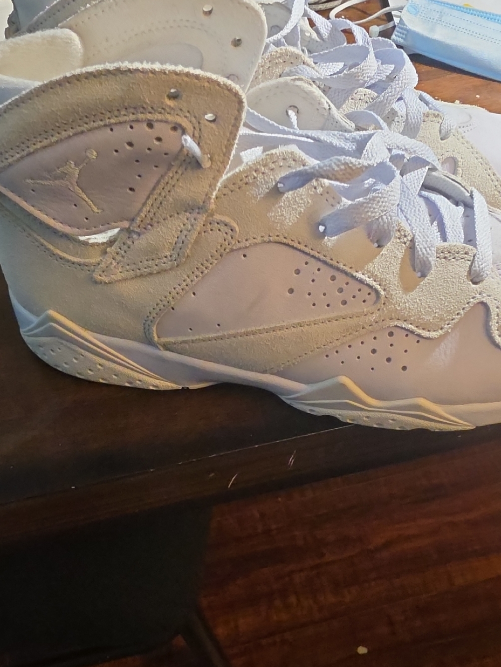 Jordan White Suede and Leather High-Top Sneakers